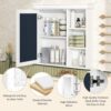 Bathroom Medicine Cabinet With Mirror, Wall Mounted Mirror Cabinet & Storage Organizer, Over The Toilet Storage White Storage Cabinet For Bathroom - White - Image 5