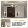 36X30" Glossy Brushed Silver Framed Mirror For Bathroom Rectangular Wall Bathroom Mirror Metal Frame Farmhouse Mirror Large Decorative Square Corner Rectangle Mirror (Horizontal & Vertical) - Silver - Image 7
