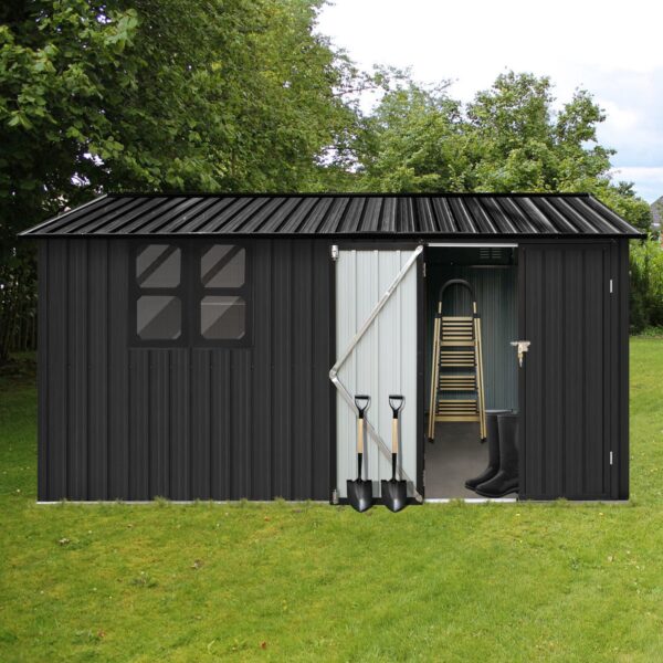 10'x12' Garden Sheds Outdoor Storage Sheds With Window - Black