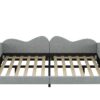 Full Size Upholstered Daybed, Sherpa Fabric Sofabed With Cloud-Shaped Backrest, No Box - Spring Needed - Gray - Image 7