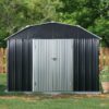 10 Ft X 12 Ft Outdoor Metal Storage Shed With Arch Roof With Lockable Doors For Backyard Garden Patio Lawn - Black - Image 2