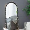 Hand Carved Rose Antique Mirror Frame, Large Arch Mirror Wall Decor For Living Room, Bathroom, Entryway - Black - Image 4