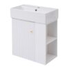 Modern Floating Bathroom Vanity With Ceramic Basin Perfect For Small Bathrooms, Right Side Storage - White - Image 20