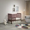 Crib 3 In 1 Convertible, Made Of Sustainable Pinewood, Non Toxic Finish, Comes With Locking Wheels, Wooden Nursery Furniture - Espresso - Image 5