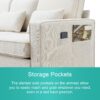 4 Seater Modern Linen Sofa With Armrest Pockets And 4 Pillows, Minimalist Style Couch - Beige - Image 19