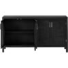 Large Storage Space Sideboard With Artificial Rattan Door And Metal Handles For Living Room And Entryway - Black - Image 10