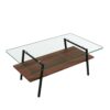 Rectangle Coffee Table, Tempered Glass Tabletop With Metal Legs, Modern Table For Living Room, Transparent Glass - Dark Brown - Image 7
