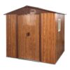 Outdoor Metal Storage Shed With Metal Floor Base, With Window - Coffee - Image 4