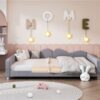 Full Size Upholstered Daybed, Sherpa Fabric Sofabed With Cloud-Shaped Backrest, No Box - Spring Needed - Gray - Image 8