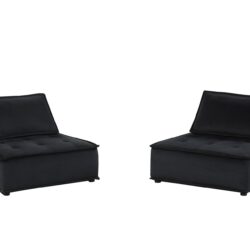 Anna - Velvet Armless Lounge Chair (Set of 2) - Black