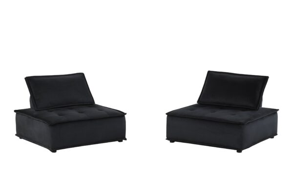 Anna - Velvet Armless Lounge Chair (Set of 2) - Black