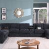 Celine - Chenille Fabric Corner Sectional Sofa With Right Facing Chaise, Cupholders, And Charging Ports - Dark Gray - Image 14