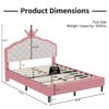 Full Size Lovely Crown Fantasy Leather Princess Bed With Tufted Headboard - Pink / Cream - Image 11
