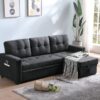 Kinsley - Sleeper Sectional Sofa Chaise With USB Charger And Tablet Pocket - Dark Gray - Image 12