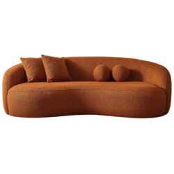 Drake - Japandi Style Curvy Boucle Sofa - Burnt Orange