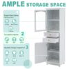 Tall Bathroom Storage Cabinet With Glass Doors, Free-Standing, Two Drawers, And Adjustable Shelves, MDF Board, Painted Perfect For Displaying Your Favorite Items - White - Image 6