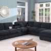 Celine - Chenille Fabric Corner Sectional Sofa With Right Facing Chaise, Cupholders, And Charging Ports - Dark Gray - Image 11