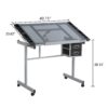 Adjustable Art Drawing Desk Craft Station Drafting With 2 Non-Woven Fabric Slide Drawers And 4 Wheels - Silver - Image 5