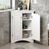 Triangle Bathroom Storage Cabinet With Adjustable Shelves, Freestanding Floor Cabinet For Home Kitchen - White - Image 6