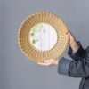 Beaded - Sunburst Mirror, Round Accent Wall Mirror For Living Room - Gold - Image 3