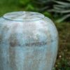 Heavy Outdoor Cement Fountain Antique, Cute Unique Urn Design Water Feature For Home Garden, Lawn Deck & Patio - Antique Blue - Image 4