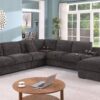 Celine - Chenille Fabric Corner Sectional Sofa With Right Facing Chaise, Cupholders, And Charging Ports - Gray - Image 5