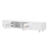 Modern TV Stand For TVs Up To 80", Entertainment Center With Glass Door, 2 Drawers And Cabinets, Wood TV Storage Cabinet With Solid Wood Legs And Metal Handles For Living Room - White - Image 13