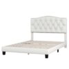 Full Upholstered Platform Bed With Saddle Curved Headboard And Diamond Tufted Details - Beige - Image 3