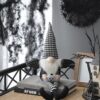 Sitting Gnome With Wings & Plaid Hat, For Halloween Decor (Set of 2) - Black White - Image 5