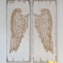 Feather Wing Wall Panels With Distressed, Rectangle Hanging Wall Art (Set of 2) - Multicolor