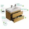 Alice - U040-Alice24-106 Bathroom Vanity With Sink, Large Storage Wall Mounted Floating Bathroom Vanity For Modern Bathroom - Oak / White - Image 10
