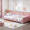 Twin Size Upholstered Daybed, Sherpa Fabric Sofabed With Cloud-Shaped Backrest, No Box - Spring Needed - Pink - Image 13