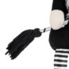 Sitting Gnome With Broomstick & Long Legs, For Halloween Decor - Black White - Image 3