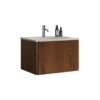 Etna - Striped Bathroom Vanity With Ceramic Sink, Wall Mounted Floating Bathroom Vanity For Modern Bathroom - White / Walnut - Image 3