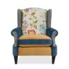 Anya - Boho Chic Wingback Accent Arm Chair - Floral / Leopard / Blue Teal / Yellow Gold - Image 2