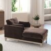 Knox - Modern Farmhouse Chaise Lounge Chair - Deep Brown - Image 7