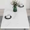 3-Piece Counter Height Dining Table Set With Built-In Storage Shelves, One Faux Marble Top Dining Table And 2 Counter Chairs With Footrest - Gray - Image 8