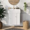 Modern Floating Bathroom Vanity With Ceramic Basin Perfect For Small Bathrooms, Right Side Storage - White - Image 7