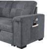 Toby - Woven Fabric Reversible Sleeper Sectional Sofa With Storage Chaise Cup Holder Charging Ports And Pockets - Gray - Image 5