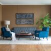 Rectangular Shaped Rice Paper Shadow Box Decor Wall Art, Transitional Style Wall Decor (Set of 2) - White / Blue - Image 3
