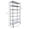 7 Tier Metal Shelf Wire Shelving Unit, 2450Lbs Heavy Duty Adjustable Storage Rack With Wheels & Shelf Liners For Closet Kitchen Garage Basement Commercial Shelving - Black - Image 5