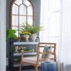 Large Arched Accent Mirror With Frame With Decorative Window Look Classic Architecture Style Solid Fir Wood Interior Decor - Brown - Image 8