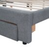 Queen Size Upholstered Platform Bed With Drawer - Gray - Image 8