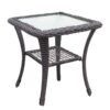 3 Pieces Conversation Set, Outdoor Wicker Rocker Swivel Patio Bistro Set, Rocking Chair With Glass Top Side Table - Navy Blue - Image 7