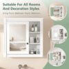 Bathroom Medicine Cabinet With Mirror, Wall Mounted Mirror Cabinet With Storage Organizer, Over The Toilet Storage White Storage Cabinet For Bathroom - White - Image 7