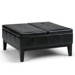 Dover - Square Coffee Table Storage Ottoman - Midnight Black