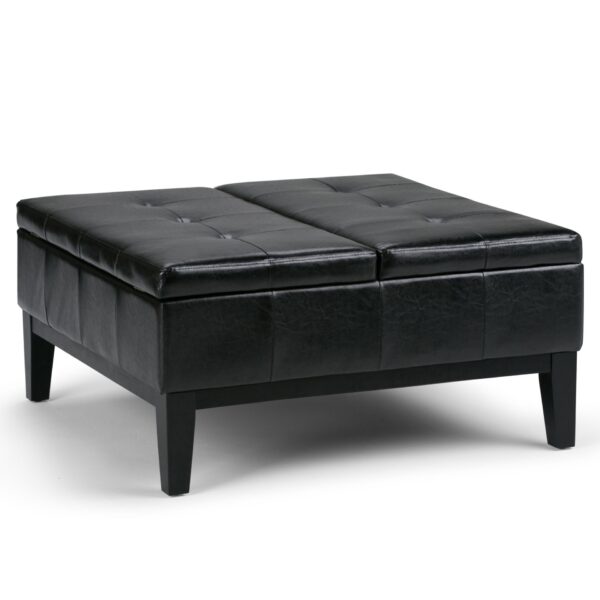 Dover - Square Coffee Table Storage Ottoman - Midnight Black