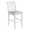 Topmax - 5 Piece Updated Counter Height Solid Wood Dining Table Set, Table With Curved Wine Rack And 4 Upholstered Chairs - White - Image 14