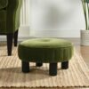 Riley - Round Footstool Ottoman - Olive Green - Image 6