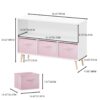 Kids Bookcase With Collapsible Fabric Drawers, Children's Book Display, Toy Storage Cabinet Organizer - White / Pink - Image 18